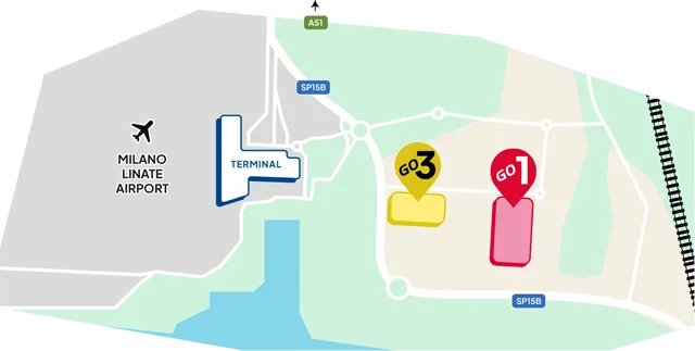 Map of ParkinGO car parks at Linate Airport