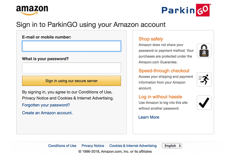 ParkinGO payment with AmazonPay