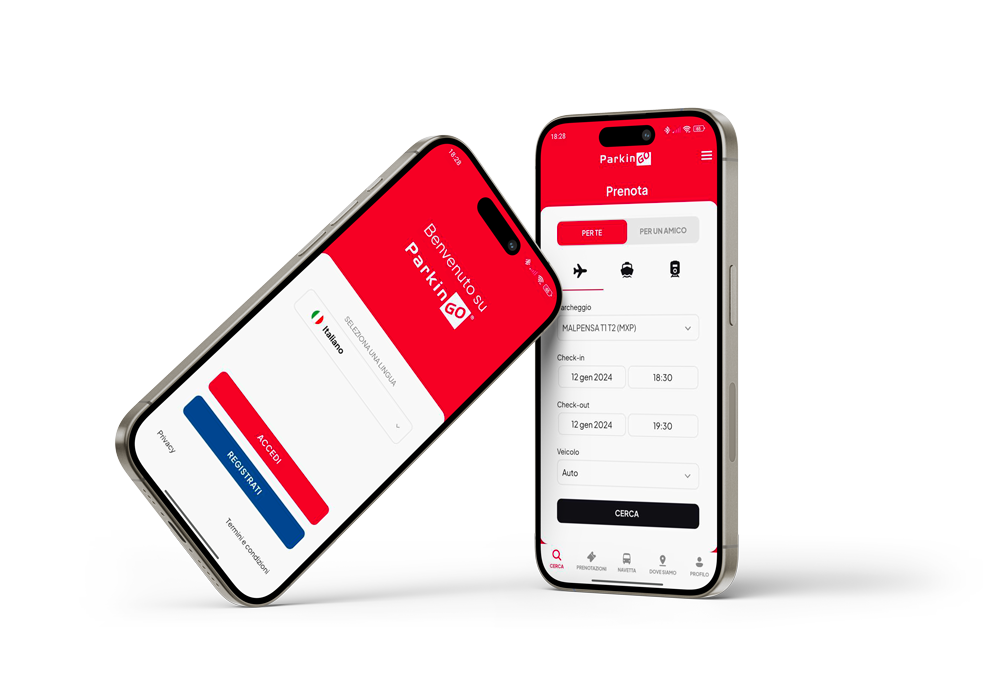 Téléphones avec écrans de l'application ParkinGO