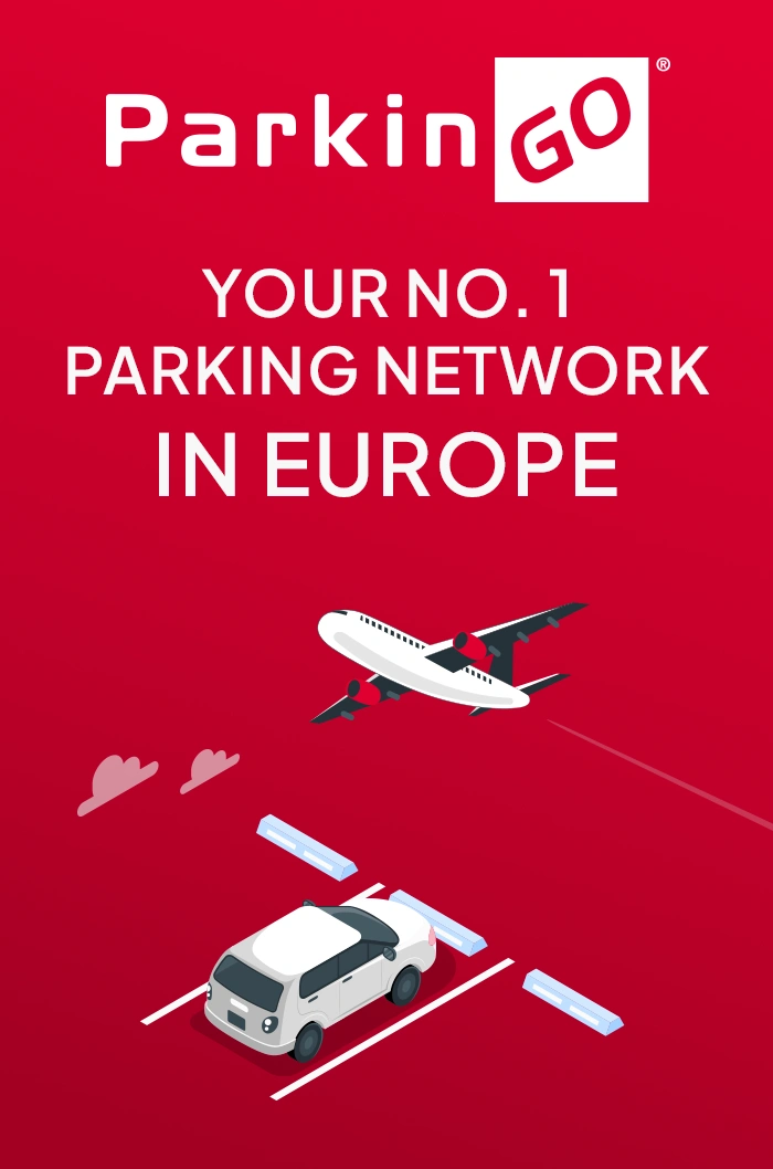 Ilustrazione di un auto parcheggiata con un aereo in volo