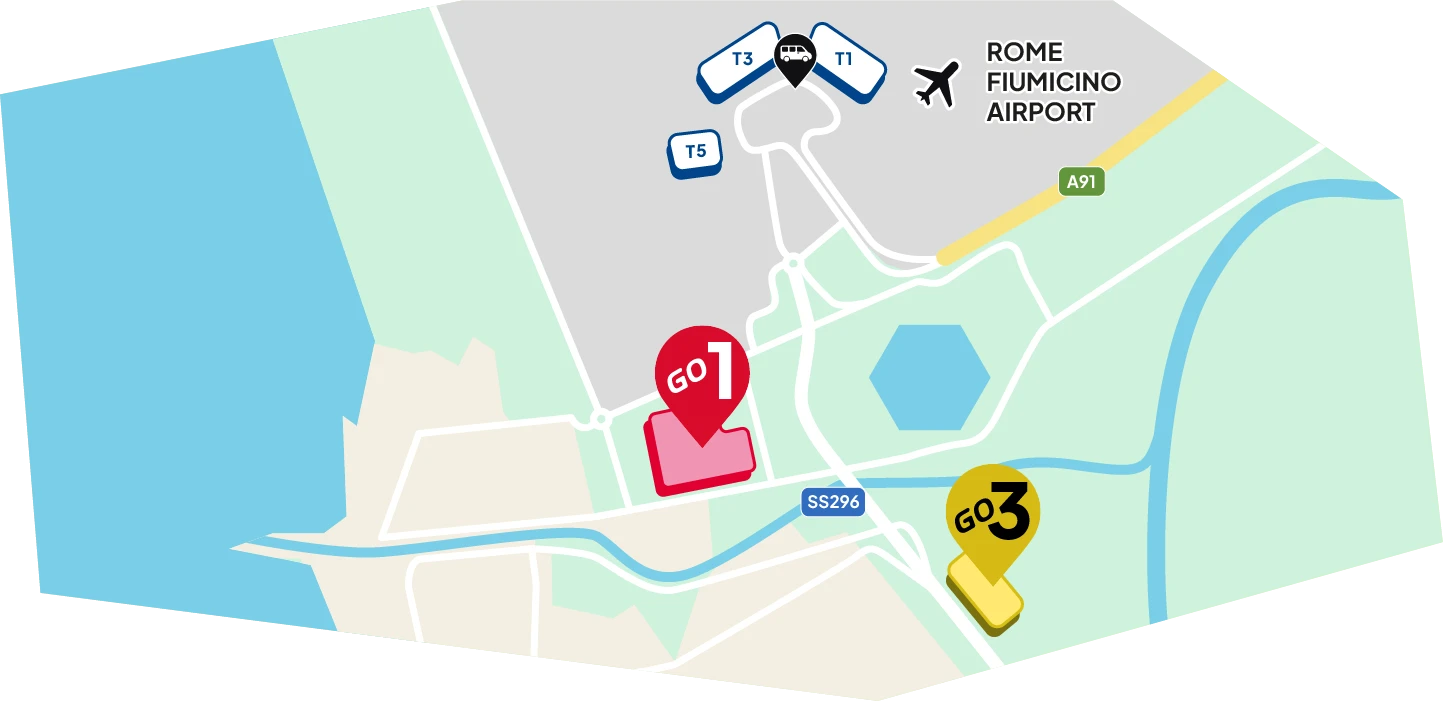 Parkplatzkarte Flughafen Rom Fiumicino ParkinGO